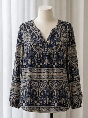 Elegant Women's Navy and Gold Blouse